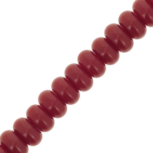 Perles rondelles - Heishi en verre 8x5 mm - Bordeaux x38cm
