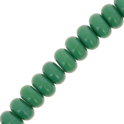 Perles rondelles - Heishi en verre 8x5 mm - Vert sapin x39cm