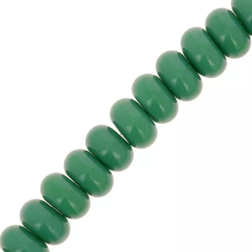 Perles rondelles - Heishi en verre 8x5 mm - Vert sapin x39cm