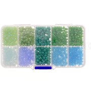 Assortiment perles rondelles facettées - rondes aplaties 4x3mm - Vert - Bleu x1000|raw }}
