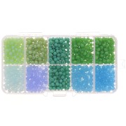 Assortiment perles rondelles facettées - rondes aplaties 4x3mm - Vert - Bleu x1000