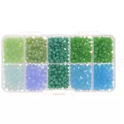 Assortiment perles rondelles facettées - rondes aplaties 4x3mm - Vert - Bleu x1000