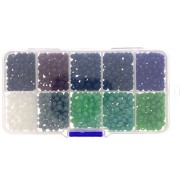 Assortiment perles rondelles facettées - rondes aplaties 4x3mm - Multi foncé x1000