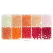 Assortiment perles rondelles facettées - rondes aplaties 4x3 mm Rose - Rouge x1000