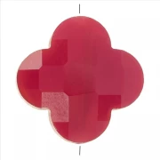 Perle trèfle facetté 12 mm en verre - Rouge x1