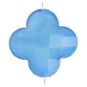 Perle trèfle facetté 12 mm en verre - Bleu x1|raw }}