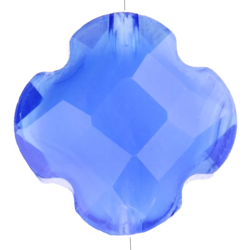 Perle trèfle facetté 11.5 mm en verre - Bleu x1