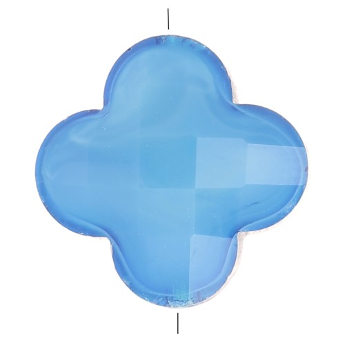 Perle trèfle facetté 12 mm en verre - Bleu x1