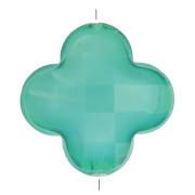 Perle trèfle facetté 12 mm en verre - Vert canard x1