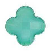 Perle trèfle facetté 12 mm en verre - Vert canard x1