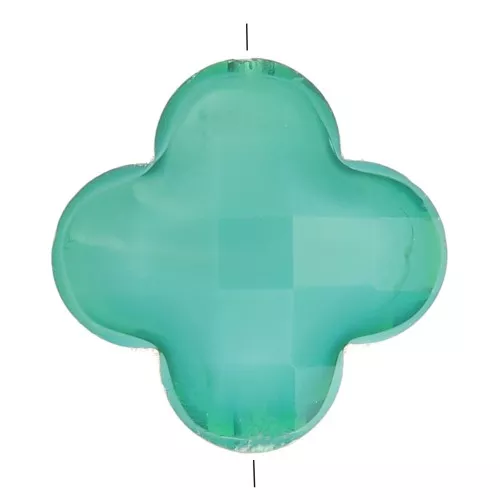 Perle trèfle facetté 12 mm en verre - Vert canard x1