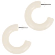 Créoles épaisses fil rond en résine opaque 33 mm - Ecru x2|raw }}