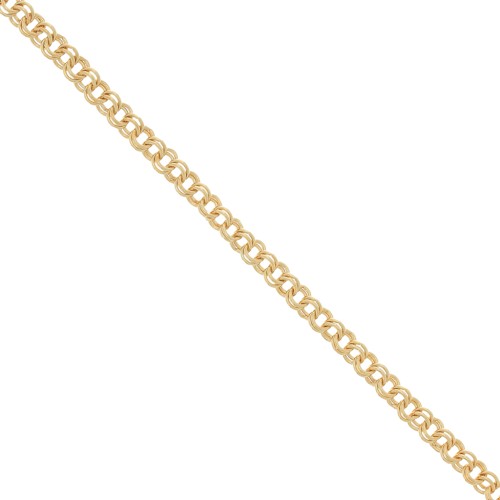 Chaîne maille Forçat double anneaux 5 mm - Doré à l'or fin x1m