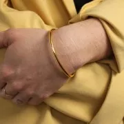 Bracelet jonc 170 mm avec 2 boules - Doré à l'or fin x1