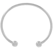 Bracelet jonc 170 mm avec 2 boules - Placage Argent fin vieilli x1
