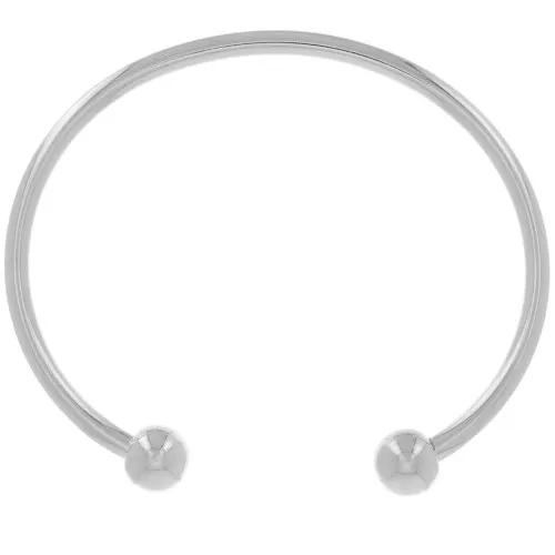 Bracelet jonc 170 mm avec 2 boules - Placage Argent fin vieilli x1