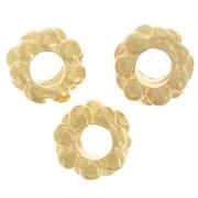 Perles rondelles forme fleur 4 mm - Doré à l'or fin x10