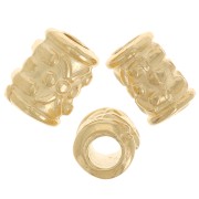 Perles tubes travaillés 7x5 mm - Doré à l'or fin x5|raw }}