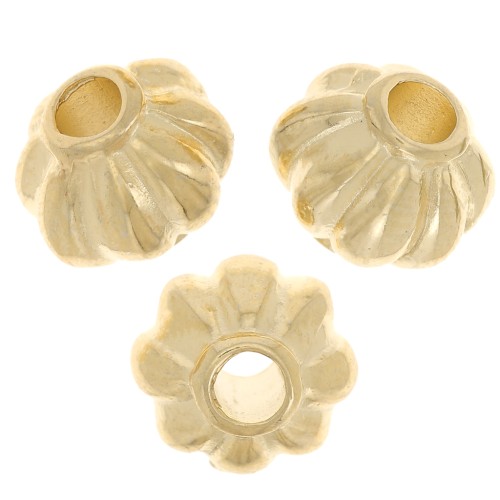 Perles rondes effet fleur 8 mm - Doré à l'or fin x4