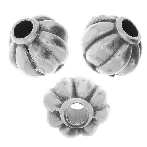 Perles rondes effet fleur 8 mm - Argenté vieilli x4