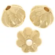 Perles rondes aplaties effet fleur 7.5 mm - Doré à l'or fin x4