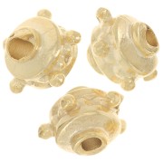 Perles rondes aplaties 8x6 mm avec petites boules - Doré à l'or fin x5