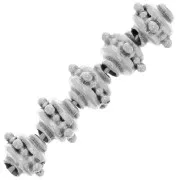 Perles rondes aplaties 8x6 mm avec petites boules - Argenté vieilli x5