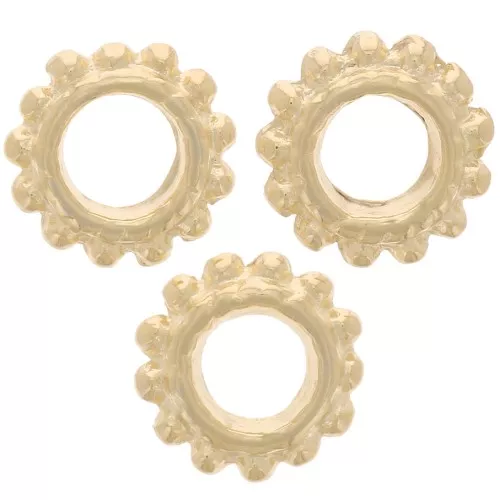 Perles rondelles avec petites boules 7 mm - Doré à l'or fin x10