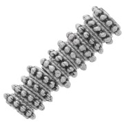 Perles rondelles avec petites boules 7 mm - Argenté vieilli x10