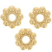 Perles rondelles fleur 7 mm - Doré à l'or fin x10