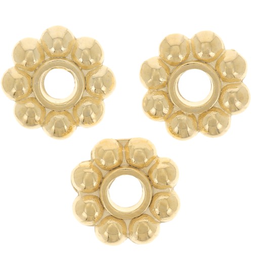 Perles rondelles fleur 7 mm - Doré à l'or fin x10
