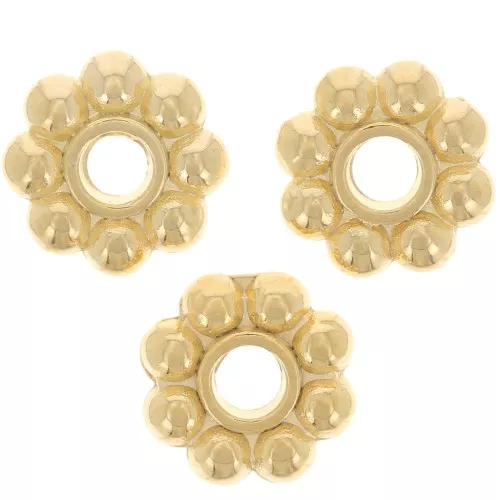 Perles rondelles fleur 7 mm - Doré à l'or fin x10