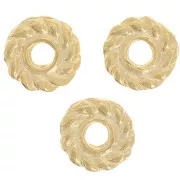 Perles rondelles effet corde 5 mm - Doré à l'or fin x10