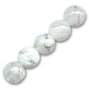 Rondes Millefiori 10 mm Crystal fleurs White x5