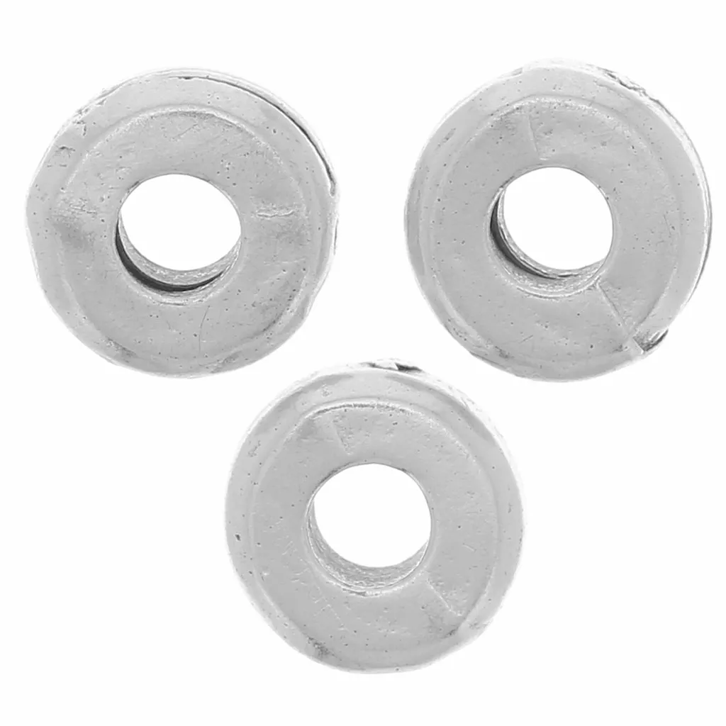 Perles Rondelles Lisses 8mm Argent 925/1000 - Trou 5.6mm, Réf. RINBE8, Neuf
