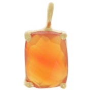 Pendentif rectangle facetté serti griffe 12x6mm Argent 925 Doré Or fin - Cornaline|raw }}