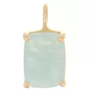 Pendentif rectangle facetté serti griffe 12x6mm Argent 925 Doré Or fin - Amazonite