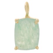 Pendentif rectangle facetté serti griffe 12x6mm - Arg 925 Doré Or fin - Aventurine