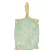 Pendentif rectangle facetté serti griffe 12x6mm - Arg 925 Doré Or fin - Aventurine