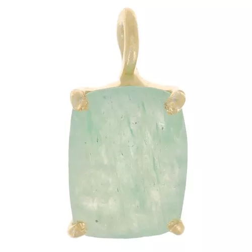 Pendentif rectangle facetté serti griffe 12x6mm - Arg 925 Doré Or fin - Aventurine