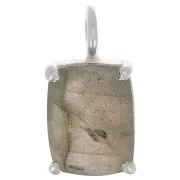 Pendentif rectangle facetté avec serti griffe 12x6 mm - Argent 925 - Labradorite