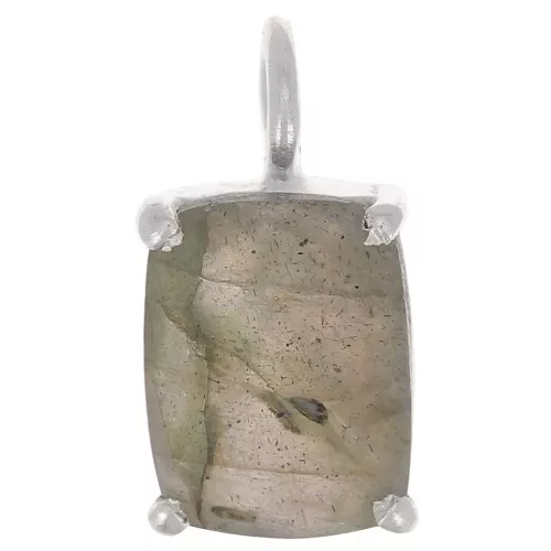 Pendentif rectangle facetté avec serti griffe 12x6 mm - Argent 925 - Labradorite