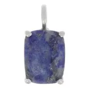 Pendentif rectangle facetté avec serti griffe 12x6 mm - Argent 925 - Lapis lazuli