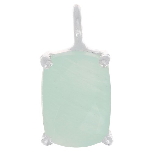Pendentif rectangle facetté avec serti griffe 12x6 mm - Argent 925 - Amazonite