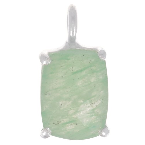 Pendentif rectangle facetté avec serti griffe 12x6 mm - Argent 925 - Aventurine