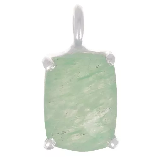 Pendentif rectangle facetté avec serti griffe 12x6 mm - Argent 925 - Aventurine