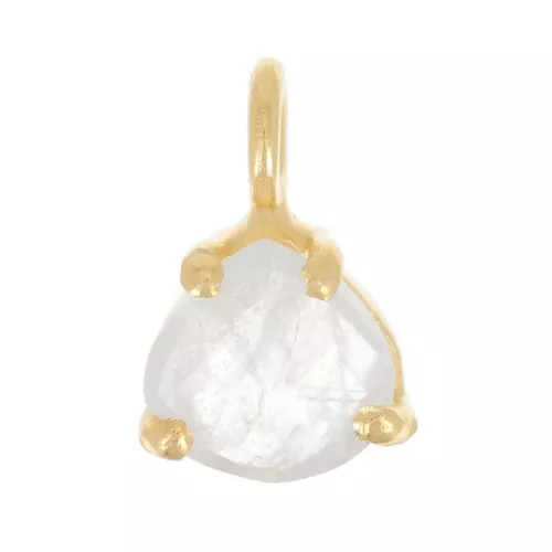 Pendentif triangle facetté serti griffe 10x7mm Arg 925 Doré Or fin -Pierre de lune
