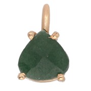 Pendentif triangle facetté serti griffe 10x6.5mm - Arg 925 Doré Or fin -Aventurine