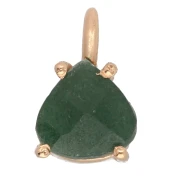 Pendentif triangle facetté serti griffe 10x7mm - Arg 925 Doré Or fin -Aventurine