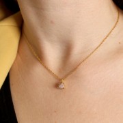 Pendentif triangle facetté serti griffe 10x6.5mm - Arg 925 Doré Or fin -Aventurine